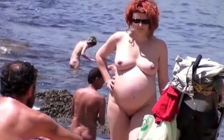 Spy beach mature pregnant women